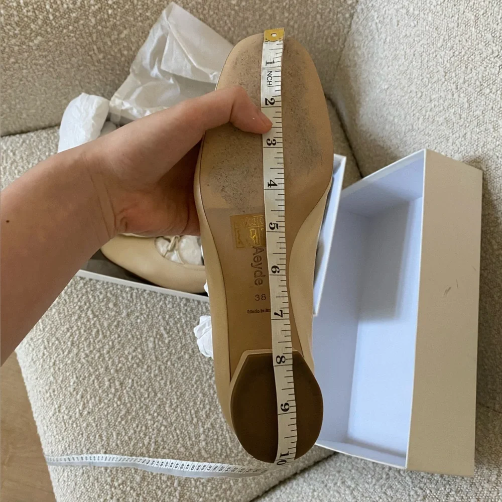 Aeyde Darya bow-detailed glossed-leather ballet flats Italian size 38